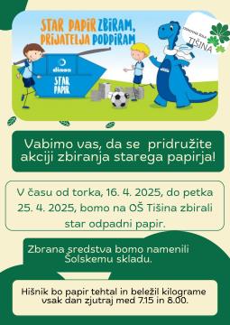 Zbiranje starega papirja OŠ Tišina 